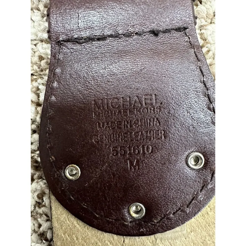Michael Kors‎ Womens Leather Wide Woven Belt Brown Size Medium 551610